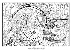 Dibujo libre Calma y zen Arte Mandala Caballo Animales Dibujos complejos para colorear Animales de granja