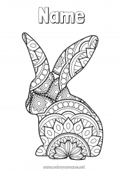 Free coloring Calm and zen Mandala Bunny Animal Forest animals