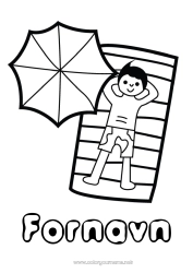 Fargeleggingssiden for barn Strand Enkle fargelegginger Parasol  -> Parasol