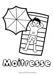 Coloriage enfant Plage Coloriages faciles Parasol