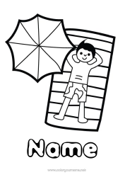 Colouring to customise Beach Easy Colouring Pages Parasol