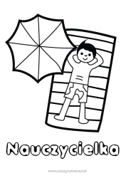 Kolorowanka dla dziecka Plaża Łatwe kolorowanki Parasol