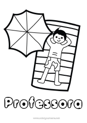 Desenho grátis Praia Desenhos para colorir fáceis Guarda-sol