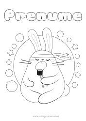 Pagină de colorat personalizată Drăguț Mâncare Iepure Animal Desene de colorat ușoare Sushi Animale din pădure Ninja