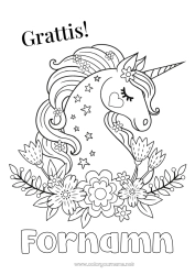 Gratis färgläggning Födelsedag Söt Enhörning Mellannivå färgläggningar Grattis på födelsedagen! Drakar, enhörningar och fantastiska djur