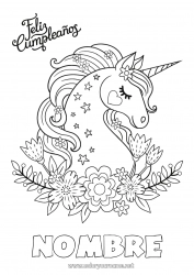 Dibujo libre Cumpleaños Kawaii Unicornio Dibujos intermedios para colorear Mensaje de feliz cumpleaños (inglés) Dragones, unicornios y animales fantásticos