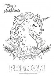 Dessin gratuit Anniversaire Kawaii Licorne Coloriages intermédiaires Joyeux anniversaire (français) Message Dragons, licornes et animaux fantastiques