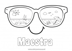 Niño página para colorear Verano Sol Playa Dibujos fáciles para colorear Parasol, sombrilla de playa Gafas Emoticono Gafas de sol
