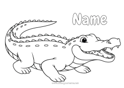 Colouring to customise Crocodile Animal Easy Colouring Pages Reptiles Realistic