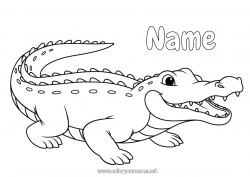 Free coloring Crocodile Animal Easy coloring pages Reptiles