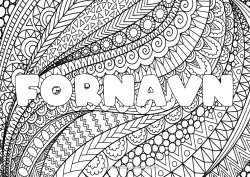 Fargeleggingssiden å tilpasse Rolig og zen Kunst Mandala Dekorert navn Zentangle