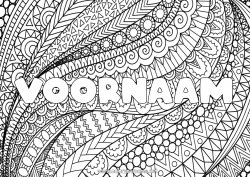 Gratis kleurplaat Rustig en zen Kunst Mandala Gedecoreerde naam Zentangle