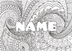 Free coloring Calm and zen Art Mandala Decorated name Zentangle