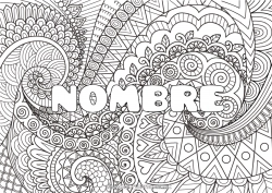 Colorear gratis Calma y zen Arte Mandala Nombre decorado Zentangle