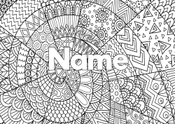 Free colouring Calm and zen Art Mandala Decorated name Zentangle