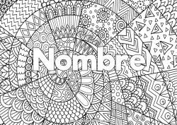 Colorear para personalizar Calma y zen Arte Mandala Nombre decorado Zentangle