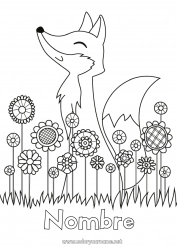 Colorear gratis Lindo Flores Primavera Zorro Animales Antiestrés Animales del bosque