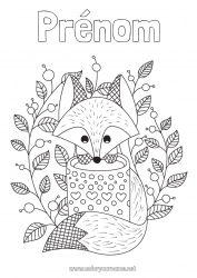 Coloriage gratuit Mignon Automne Renard Tasse Animal Thé Boisson Anti-stress Animaux de la forêt