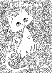 Gratis färgläggning Söt Blommor Lugn och zen Katt Djur Antistress Hundar och katter