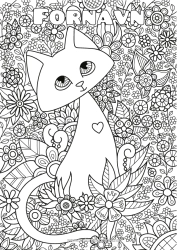Gratis tegning Sød Blomster Rolig og zen Kat Dyr Antistress Hunde og katte