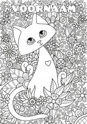 Gratis tekening Schattig Bloemen Rustig en zen Kat Dier Anti-stress Honden en katten