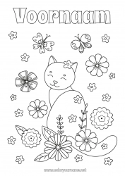 Gratis tekening Bloemen Kat Vlinder Dier Insecten Honden en katten