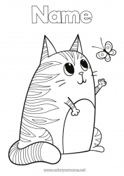 Free drawing Cute Cat Butterfly Animal Insects Dog and cat