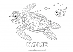 Free coloring Turtle Summer Sea Animal Fish Marine or aquatic animals Reptiles Sea Turtle