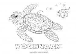 Gratis kleurplaat Schildpad Zomer Zee Dier Vis Zeedieren Reptielen Zeeschildpad