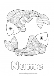 Free coloring Calm and zen Mandala Animal Fish Luck Astrological sign Marine or aquatic animals