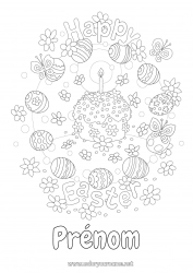 Coloriage gratuit Fleurs Gâteau Papillon Oeufs de Pâques Pâques 