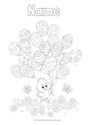 Free colouring Balloons Chick Animal Easter 