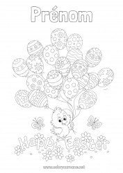 Coloriage gratuit Ballons Poussin Animal Pâques 