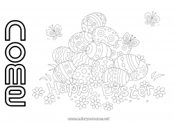 Disegno gratuito Primavera Farfalla Uova di Pasqua Pasqua Messaggio di 