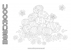 Gratis tekening Lente Vlinder Paaseieren Pasen 