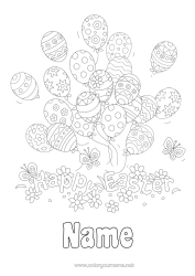 Free colouring Balloons Spring Butterfly Easter 