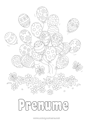 Desen liber de colorat Baloane Primăvară Fluture Paște 