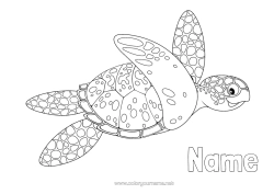 Free colouring Tortoise Summer Sea Animal Marine or aquatic animals Reptiles Sea turtle