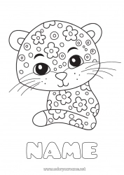 Free coloring Cute Animal Easy coloring pages Leopard Wild animals of Africa