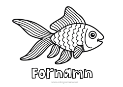 Gratis färgläggning Djur Fisk Aprilskämt Lätta målarbilder Marina djur eller vattenlevande djur
