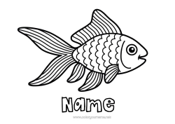 Free colouring Animal Fish April Fool's Day Easy colouring pages Marine or aquatic animals