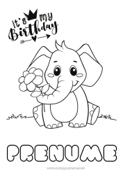 Desen liber de colorat Drăguț Aniversare Elefant Animal Desene de colorat ușoare La mulți ani! Animale de fermă Animale sălbatice din Africa