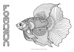 Gratis fargelegging Rolig og zen Mandala Dyr Fisk Komplekse fargelegginger Anti-stress Marin eller akvatisk dyr