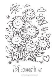 Colorazione gratuita Fiori Primavera Sole Girasole Disegni intermedi