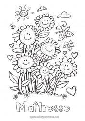 Coloriage enfant Fleurs Printemps Soleil Tournesol Coloriages intermédiaires