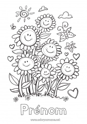 Coloriage gratuit Fleurs Printemps Soleil Tournesol Coloriages intermédiaires