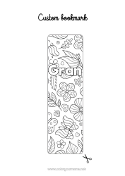 Free colouring Flowers Spring Children's activities Leaves Bookmark Intermediate colouring sheets