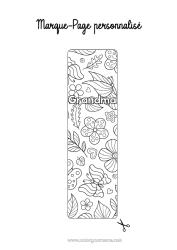 Free coloring Flowers Spring Children's activities Leaves Bookmark Intermediate coloring pages