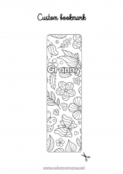 Child coloring page Flowers Spring Children's activities Leaves Bookmark Intermediate coloring pages