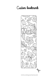 Free colouring Flowers Spring Children's activities Leaves Bookmark Intermediate colouring sheets
